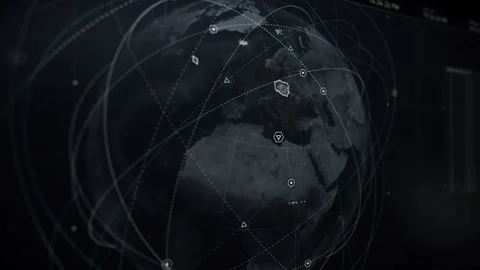 Selecting Poland. Satellites orbiting the Planet. Choosing One Spacecraft. UI Stock Footage 220466163