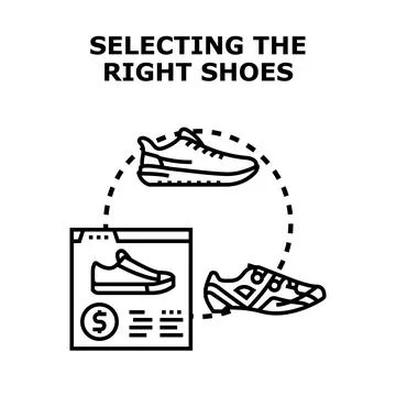 Selecting the right shoes online for optimal choice Stock Illustration