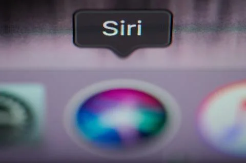 Selecting siri application on computer Foto stock
