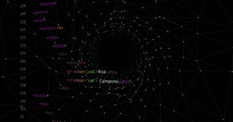 Selecting Spyware causing mesh rotating, nodes converging, code column Stock Footage 329505266