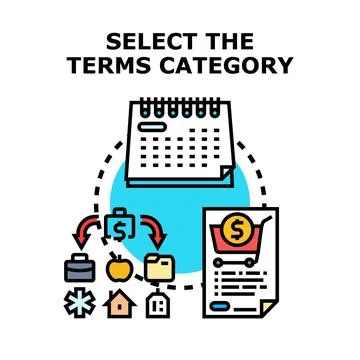 Selecting terms category for financial planning management Stock Illustration