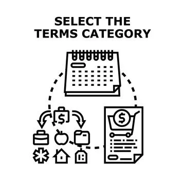 Selecting terms category for financial planning management Stock Illustration