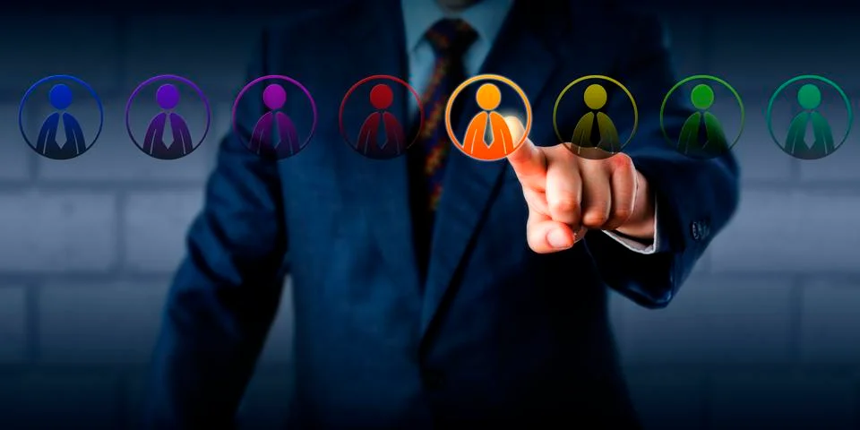 Selecting A Worker In A Multicultural Lineup Stock Photos