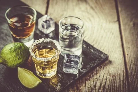 Selection of alcoholic drinks Stock Photos