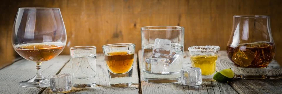 Selection of alcoholic drinks Stock Photos