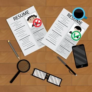 Selection and analysis on work of candidate Stock Illustration