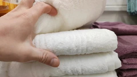 Selection of bath towels Stock Footage 220606186