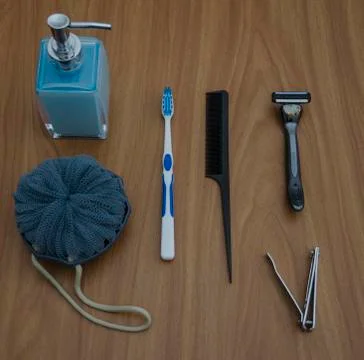 Selection of bathroom essentials Stock Photos