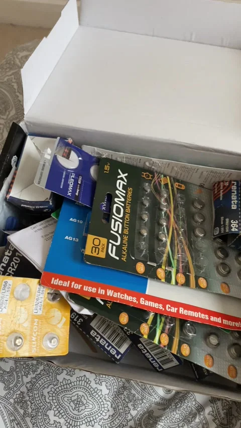 Selection of batteries Stock Footage 134332963