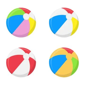 A selection of beach balls in multiple colors isolated on white background. V Stock Illustration