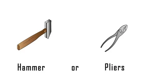 Selection between a hammer and pliers. Hand drawn hammer and pliers. Stock Footage 107341391