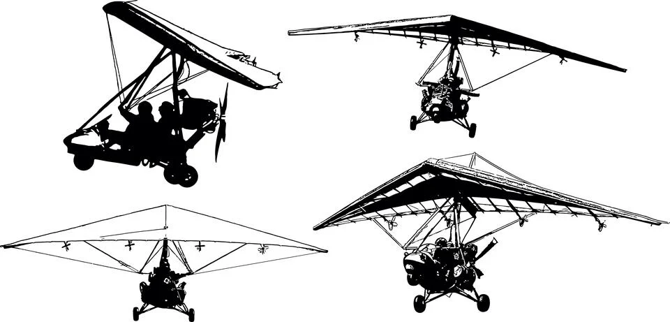 A selection of black-white vector images of the trike Stock Illustration