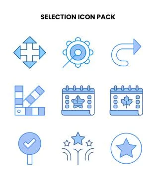 Selection Blue Graphics Icons Pack Illustrazione stock