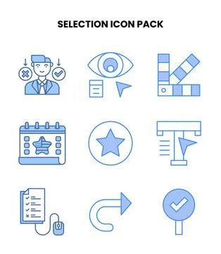 Selection Blue Vector Icons Pack Stock Illustration