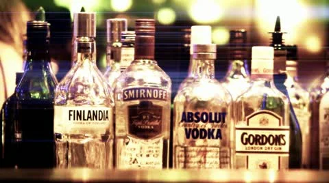 Selection of bottles of alcohol-dream look Stock Footage 12062032