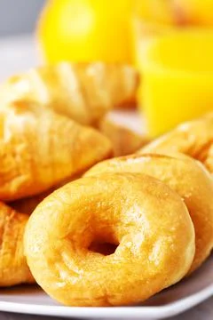 Selection of Breakfast Pastries on a plate. High quality photo. Stock Photos