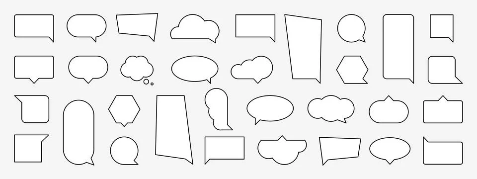 Selection of cartoon or comics outlined bubble speech. イラスト素材