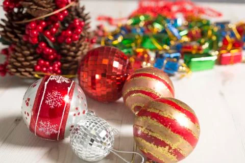 Selection of Christmas decorations Stockfoto's