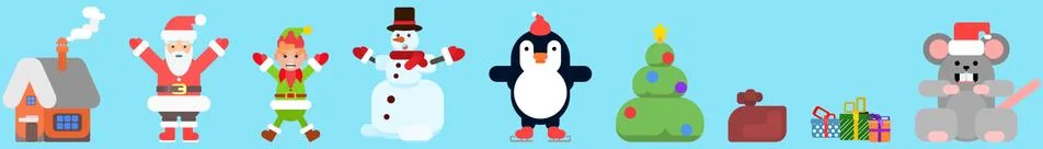 A selection of Christmas elements and characters Illustrazione stock