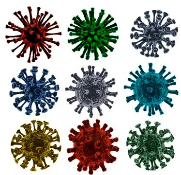 Selection of colorful viruses on white Stock Illustration