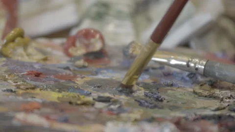 The selection of colors by the artist Stock Footage 128328590