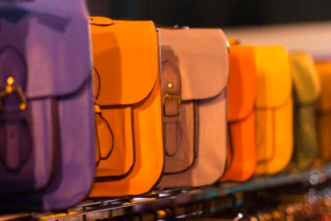 Selection of colourful purses Stock Photos