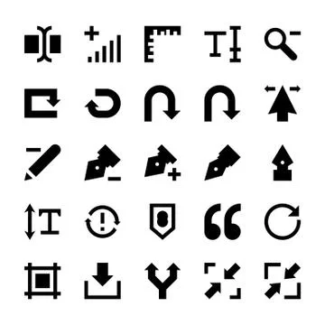 Selection, Cursors, Resize, Move, Controls and Navigation Arrows Icons Set Stock Illustration