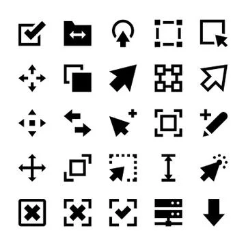 Selection, Cursors, Resize, Move, Controls and Navigation Arrows Vector Icons イラスト素材