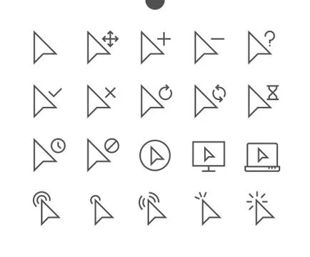 Selection &amp; Cursors UI Pixel Perfect Well-crafted Vector Thin Line Icons 48x48 Stock Illustration