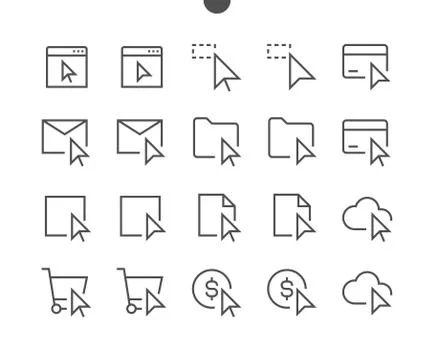Selection &amp; Cursors UI Pixel Perfect Well-crafted Vector Thin Line Icons 48x48 스톡 일러스트