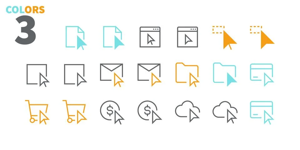 Selection &amp; Cursors UI Pixel Perfect Well-crafted Vector Thin Line Icons 48x48 스톡 일러스트