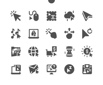 Selection Cursors Well-crafted Pixel Perfect Vector Solid Icons 스톡 일러스트