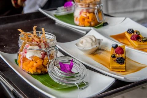 Selection of desserts at a catered event 写真素材