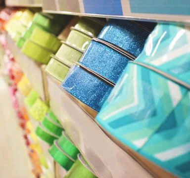 A selection of different colored ribbon Foto stock