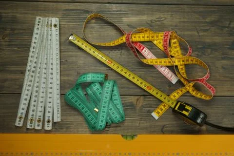 Selection of different measuring tools Stock Photos