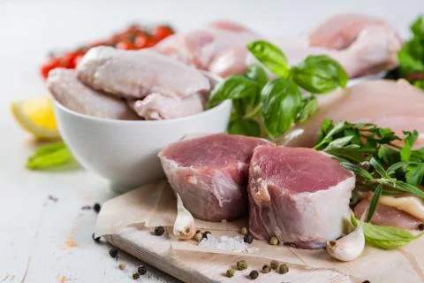 Selection of different meat cuts 写真素材