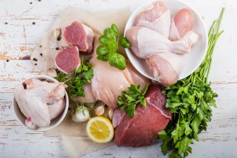 Selection of different meat cuts Foto stock