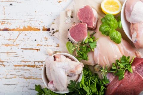 Selection of different meat cuts Foto stock