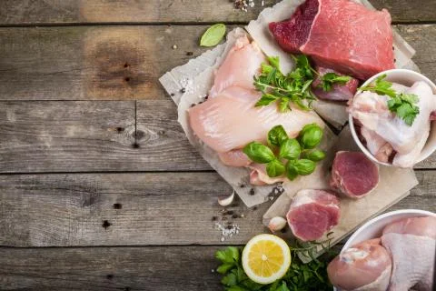 Selection of different meat cuts Stock Photos