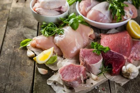 Selection of different meat cuts Foto stock