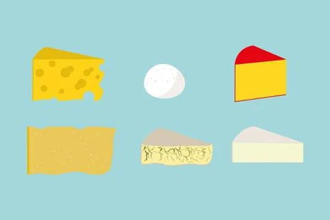 Selection of different types of tasty cheese Stock Illustration