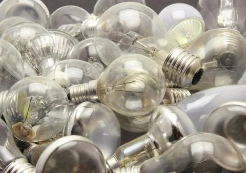 Selection of different used lightbulbs Stock Photos
