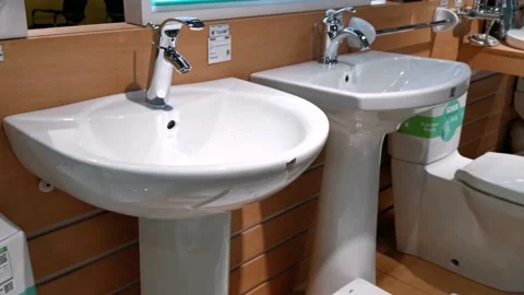 Selection of Elegant Ceramic Wash Basin Stock Footage 159836570