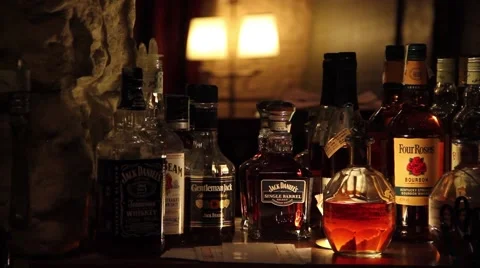 Selection of expensive drinks in a bar 库存影片 62148448