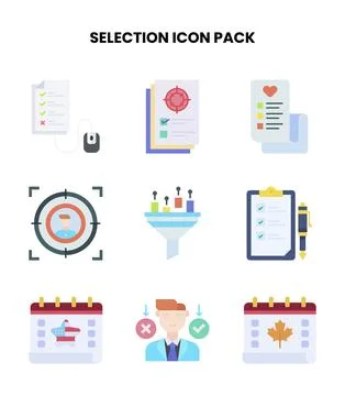 Selection Flat Collection Icons Pack 스톡 일러스트