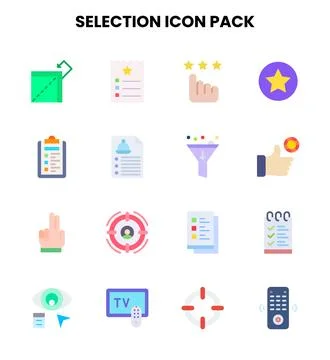 Selection Flat Collection Icons Pack 스톡 일러스트