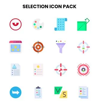 Selection Flat Set Icons Pack Stock Illustration