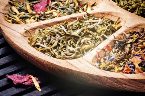 Selection of flower green tea Stock Photos
