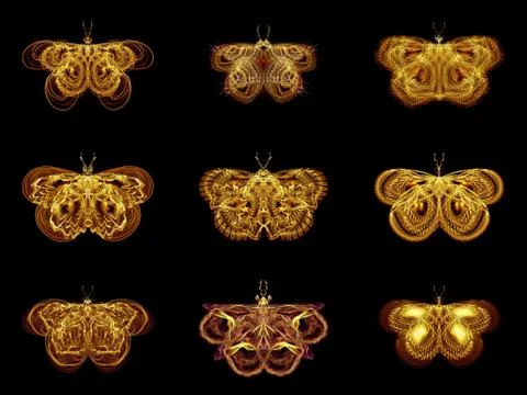 Selection of Fractal Butterflies Stock Illustration