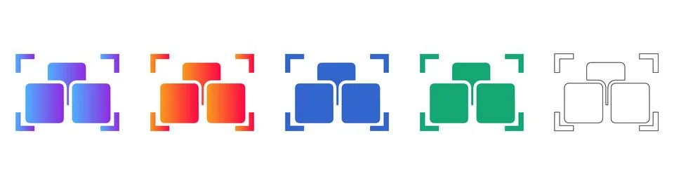 Selection Frame Icon Set Illustrazione stock